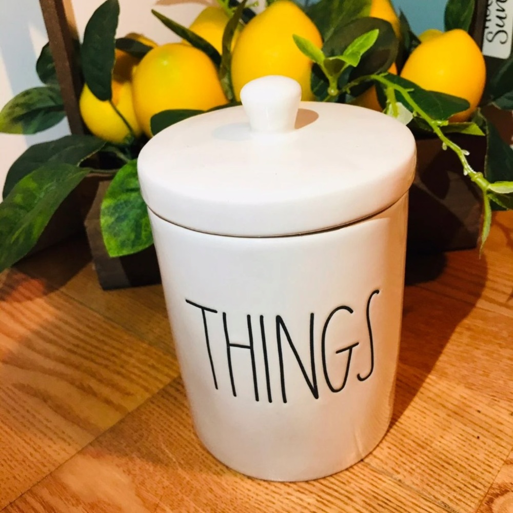 Rae Dunn THINGS round canister - Picture 2 of 3